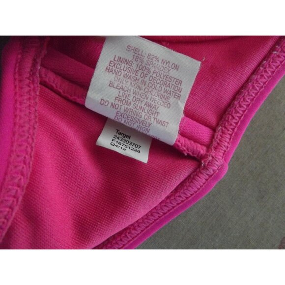 Xhilaration Medium Pink Flounce Bandeau Bikini Strapless Halter Strap Swim Top m - Picture 9 of 9